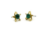Brass Stud Earrings, 8 Emerald Crystal Rhinestone Beads Brass Stud Earrings With 5 Holes, Brass Setting for SS24 - 5.3mm SS24 D1273