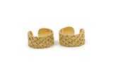Brass Ethnic Ring, Raw Brass Fish Scale Textured Adjustable Ethnic Rings (10mm) E406