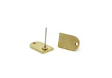 D Shape Earring, 6 Raw Brass D Shape Stud Earrings With 1 Hole (12x7x1mm) SMP3278 - KAYNAKLI