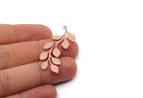 Copper Branch Charm, 2 Pieces Raw Copper Leaf Charms With 1 Loop, Leaf Earrings (45x21x0.80mm) SMP2822