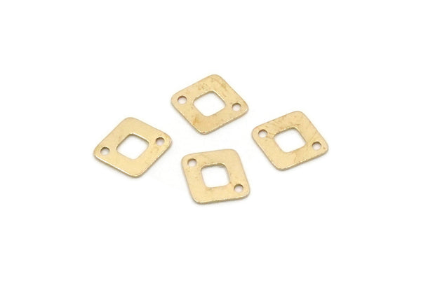Brass Diamond Charm, 24 Raw Brass Diamond Charms With 2 Holes, Findings (9x7.5x0.40mm) F019