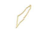 Brass Palestine Charm, 10 Raw Brass Palestine Map Charms With 1 Loop, Findings (41x11x0.80mm) SMP3029