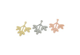 Custom Leaf Charms for Jewelry Making, Personalized Brass, Copper, Stainless Steel Branch Pendant With 1 Loop, Nature (25x20mm) SMP3145