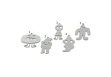 Stainless Steel Ghost Charm, 1 Loop Personalized Ghost Pendant, Halloween Jewelry Findings, Custom Laser Blanks SMP3131