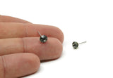 Brass Stud Earrings, 8 Black Diamond Crystal Rhinestone Beads Brass Stud Earrings Brass Setting for SS24 - 5.3mm SS24 D1319