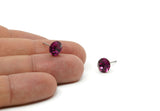 Brass Stud Earrings, 6 Fuchsia Crystal Rhinestones Beads Brass Stud Earrings Brass Setting for SS39 - 8.3mm SS39 D1275