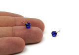 Brass Stud Earrings, 8 Sapphire Crystal Rhinestone Beads Brass Stud Earrings Brass Setting for SS24 - 5.3mm SS24 N0678