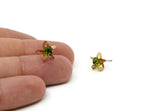 Brass Stud Earrings, 8 Olivine Crystal Rhinestone Beads Brass Stud Earrings With 5 Holes, Brass Setting for SS24 - 5.3mm SS24 D1273