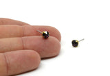 Brass Stud Earrings, 8 Amethyst Crystal Rhinestone Beads Brass Stud Earrings Brass Setting for SS24 - 5.3mm SS24 D1302