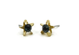 Brass Stud Earrings, 6 Montana Crystal Rhinestone Beads Brass Stud Earrings Brass Setting for SS18 - 4.3mm SS18 N0374