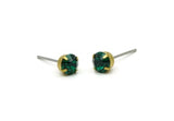 Brass Stud Earrings, 8 Emerald Crystal Rhinestone Beads Brass Stud Earrings Brass Setting for SS24 - 5.3mm SS24 D1302