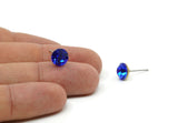 Brass Stud Earrings, 6 Sapphire Crystal Rhinestones Beads Brass Stud Earrings Brass Setting for SS39 - 8.3mm SS39 D1275