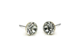 Brass Stud Earrings, 6 Crystal Rhinestones Beads Brass Stud Earrings Brass Setting for SS39 - 8.3mm SS39 D1275
