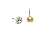 Brass Stud Earrings, 6 Crystal Rhinestones Beads Brass Stud Earrings Brass Setting for SS39 - 8.3mm SS39 D1275
