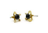 Brass Stud Earrings, 8 Jet Rhinestone Beads Brass Stud Earrings With 5 Holes, Brass Setting for SS24 - 5.3mm SS24 D1273
