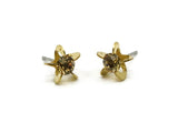 Brass Stud Earrings, 6 Golden Amber Crystal Rhinestone Beads Brass Stud Earrings Brass Setting for SS18 - 4.3mm SS18 N0374