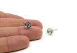 Brass Stud Earrings, 6 Crystal Rhinestones Beads Brass Stud Earrings Brass Setting for SS39 - 8.3mm SS39 D1275