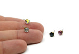 Brass Stud Earrings, 8 Crystal Rhinestone Beads Brass Stud Earrings Brass Setting for SS24 - 5.3mm SS24 N0678