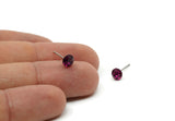 Brass Stud Earrings, 8 Fuchsia Crystal Rhinestone Beads Brass Stud Earrings Brass Setting for SS24 - 5.3mm SS24 D1319