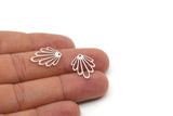 Silver Leaf Charm, 8 Antique Silver Plated Brass Leaf Charms With 1 Hole, Charm Pendants (19x14x0.60mm) SMP0294 A5465