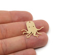 Brass Octopus Charm, 8 Raw Brass Octopus Charms With 1 Hole, Findings (25x38x0.60mm) SMP2940