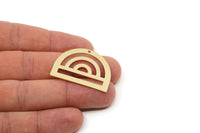 Brass D Shaped Charm, 4 Raw Brass D Shaped Charms With 1 Hole, Findings (26x35x0.80mm) SMP2707