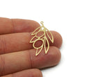 Brass Leaf Charm, 4 Raw Brass Olive Branch Charms With 1 Loop, Charm Pendants (40x21x0.60mm) SMP3043