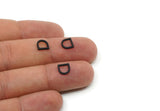 D Shape Rings, 100 Oxidized Black Brass D Shape Charms, Connectors, Geometric Findings (7x7x1mm) A5882