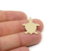 Brass Turtle Charm, 6 Raw Brass Turtle Shaped Charms With 1 Loop, Earring Charm Findings (27x22x0.60mm) SMP2717