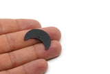 Black Moon Charm, 4 Oxidized Black Brass Moon Charms with 2 Holes, Pendants (28x12x0.80mm) D862
