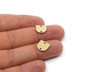 Brass D Shaped Charm, Raw Brass D Shaped Charms With 2 Holes, Earrings, Findings (11x11x1mm) SMP2974