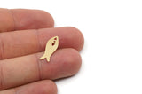 Brass Fish Blank, 10 Raw Brass Fish Blanks, Findings (21.5x7x0.60mm) SMP2941