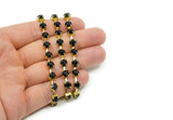 Rhinestone Chain, 1 Meter Jet Crystal Rhinestone Chain With Brass Frame (6mm) Z068