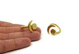 Brass Ring, Raw Brass Hammered Crescent Moon And Planet Ring N0361