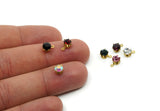 Brass Bead Charm, 12 Raw Brass Crystal Diamond Rhinestones Setting for 5.5mm SS24 N0101