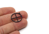 Black Round Charm, 12 Oxidized Black Brass Round Shaped Charms With 1 Loop, Charm Pendants (23.5x21x1mm) A4749
