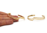 Gold Bracelet, Gold Plated Brass Bracelet Double Wire İrregular Shaped Bangle (61x13x2mm) BRC188 Q0322