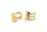 Gold Fork Ring, 2 Gold Plated Brass Adjustable Ring Setting - 16-17mm / 23 Gauge Mn06 Q0318