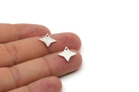 Silver Star Charm, 12 Antique Silver Plated Brass Star Charms With 1 Hole, Charm Pendants (14x10x1mm) A5593
