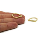 Brass D Ring, 2 Raw Brass Hammered D Shape Rings (17.5mm) N0164