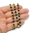 Rhinestone Chain, 1 Meter Montana Crystal Rhinestone Chain With Brass Frame (6mm) Z099