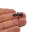 Black Dragonfly Charm, 6 Oxidized Black Brass Dragonfly Charms With 1 Loop (28x23mm) N0537