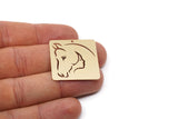 Brass Square Charm, 4 Raw Brass Horse Patterned Square Charms With 1 Hole, For Jewelry Making (30x30x0.60mm) SMP2993