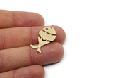 Brass Fish Charm, Raw Brass Fish Charms With 1 Loop, Findings (30x15x0.60mm) SMP3305