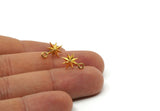 Gold Pole Star Earring, 8 Gold Plated Brass Tiny Pole Star Stud Earrings With 1 Loop (13x10mm) SY0267