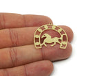 Brass Horse Charm, 4 Raw Brass Horseshoe Charms With 1 Loop, For Jewelry Making (30x31x0.60mm) SMP3101