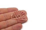 Copper Round Charm, 2 Raw Copper Rising Sun And Mount Patterned Round Shaped Charms With 1 Loop, Charm Pendants (29x38x0.80mm) SMP2910