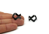 Black Chevron Ring, 6 Oxidized Brass Black Adjustable Ring Setting - 19-20mm E638 S824