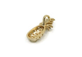 Gold Pineapple Pendant, 3 Gold Plated Brass Pineapple Pendants (20x9x4.3mm) N0255 Q0049