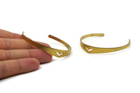 2 Raw Brass Cuff Bracelet Blank Bangle With Chevron Without Holes (4to10mm) BRC013
